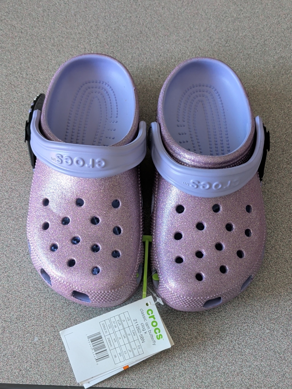 CROCS  Junior/ Women Sparkle Clog in Lavender with Pink Glitter